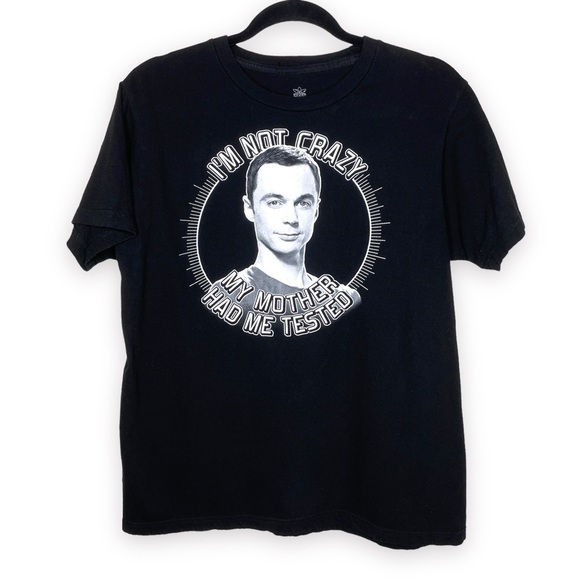 Big Bang Theory Sheldon Size L Black White Not Crazy Ripple Junction Unisex Tee - Picture 1 of 8